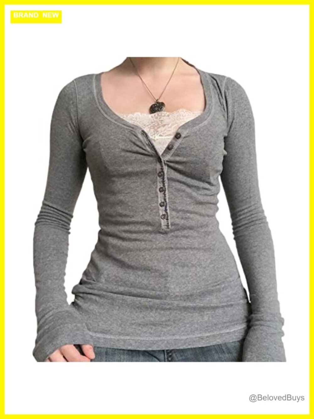 Women's Lace Trim V-Neck Long Sleeve Crop Top Slim Fit Y2K Coquette